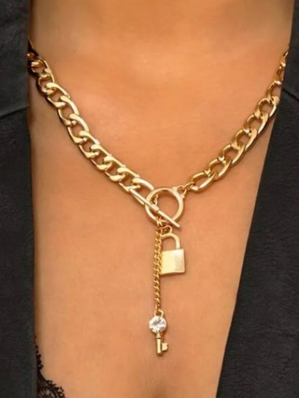 18K Gold Filled Lock & Key Pendan
